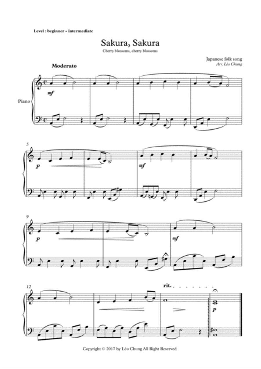 Sakura Easy Piano scores gallery preview page 1