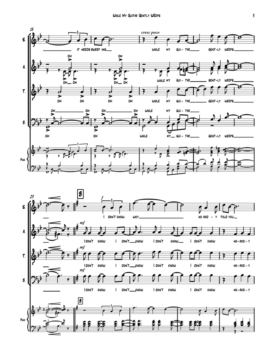 While My Guitar Gently Weeps 4-Part scores gallery preview page 3