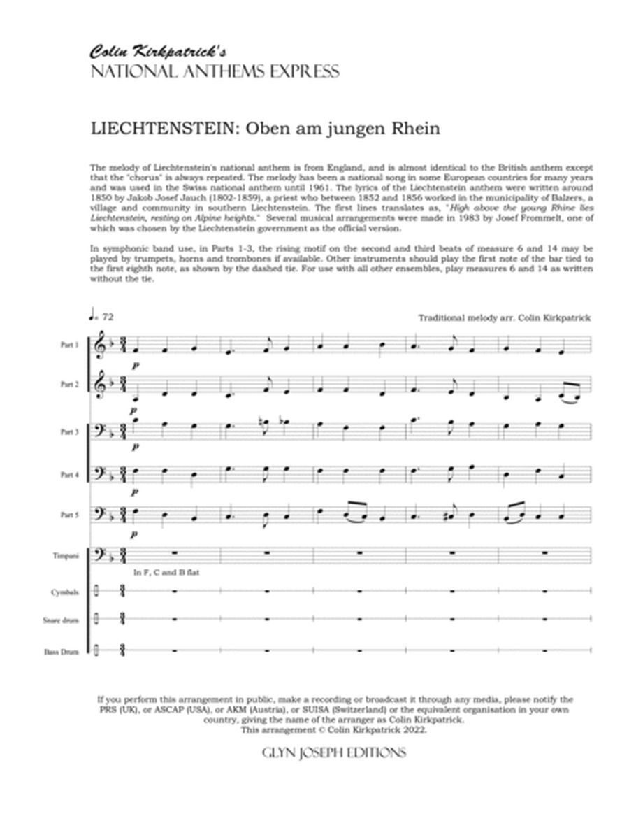 Liechtenstein National Anthem: Oben am jungen Rhein image number null