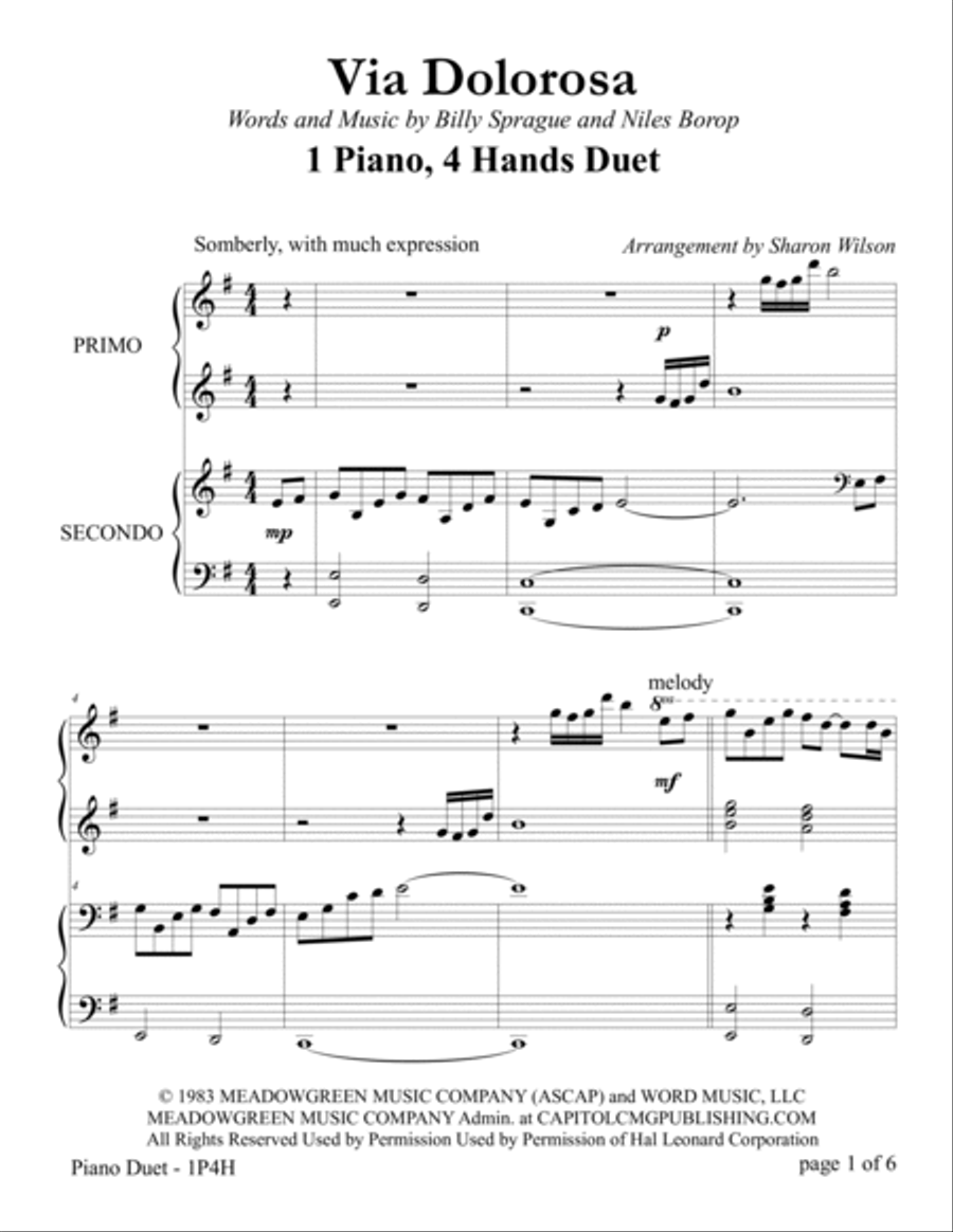 Via Dolorosa 1 Piano, 4-Hands scores gallery preview page 4