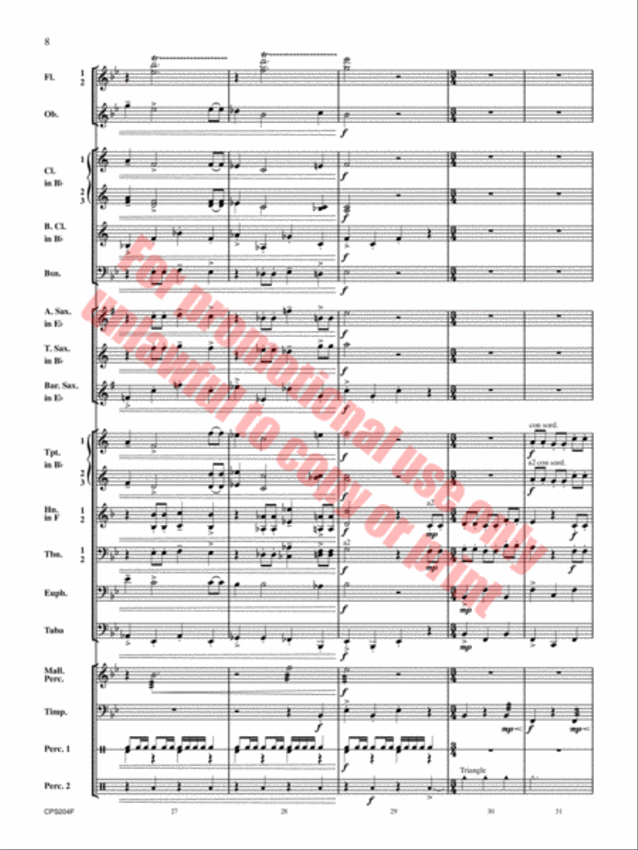 Happy Birthday Theme and Variations Concert Band scores gallery preview page 9