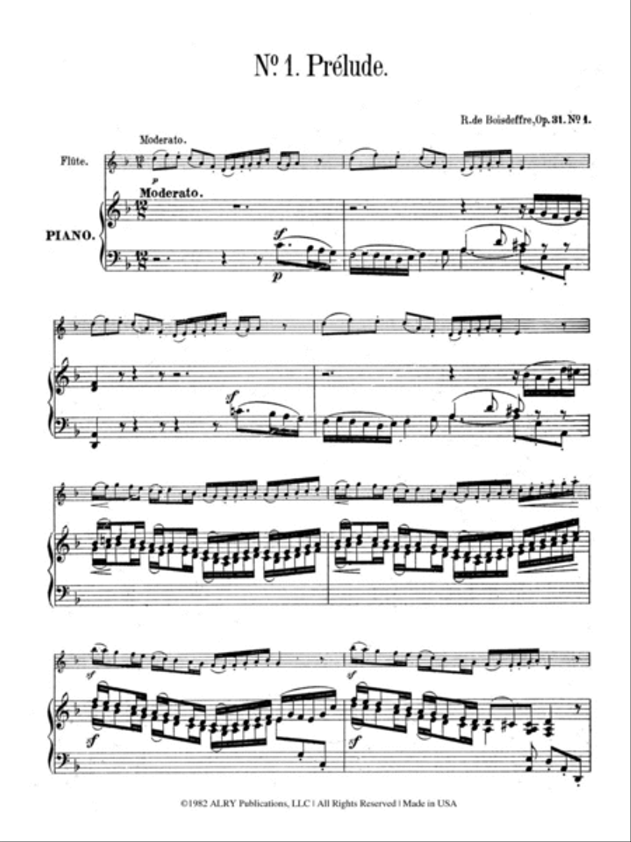 Trois Pièces for Flute and Piano Flute Solo scores gallery preview page 2
