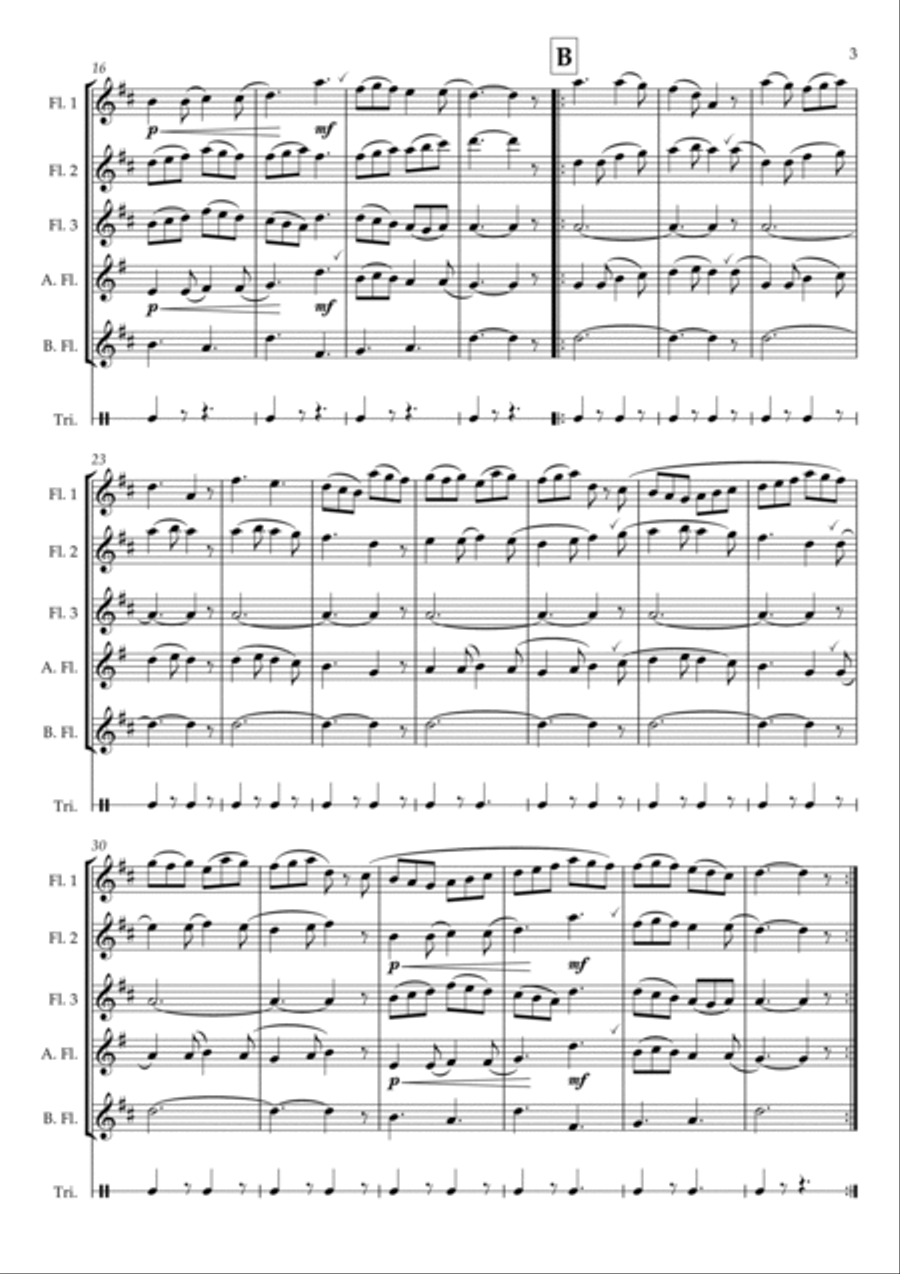 In Dulce Jubilo (Mike Oldfield style) for flute choir + optional percussion Flute Choir scores gallery preview page 3
