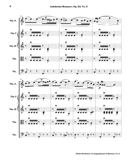 Sarasate - Andalusian Romance, Op. 22, No. 3 - Arrangement for Violin and String Quartet (SCORE)