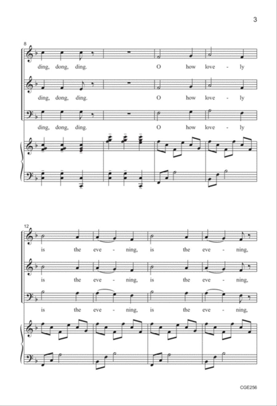 Lovely Evening (SAB) 3-Part scores gallery preview page 3