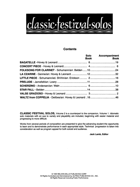 Classic Festival Solos (B-flat Clarinet)