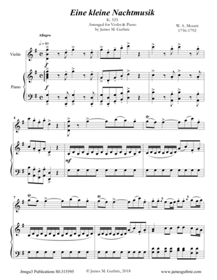 Mozart: Eine kleine Nachtmusik for Violin & Piano