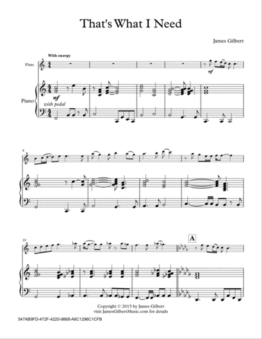 That's What I Need Flute Solo scores gallery preview page 1