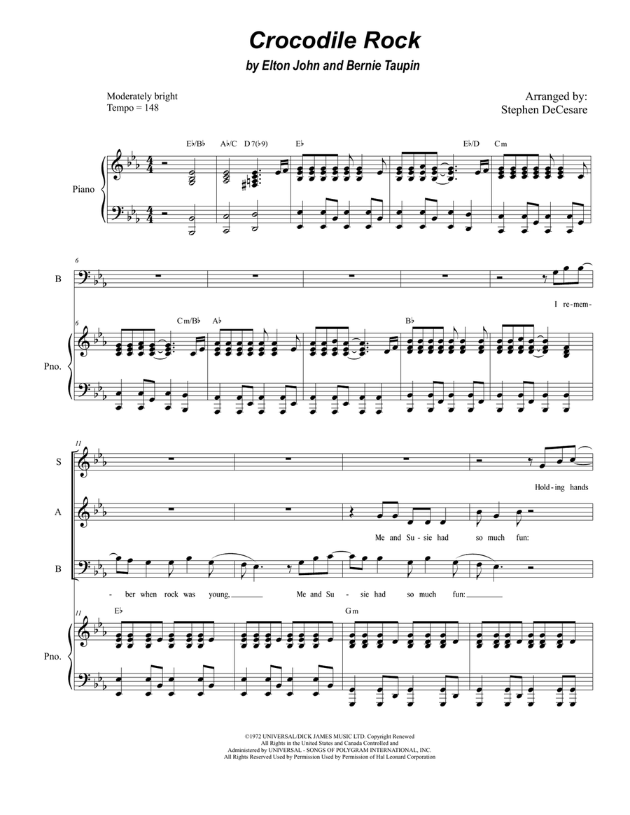 Crocodile Rock 3-Part scores gallery preview page 1