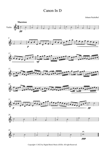 Canon In D - Johann Pachelbel (Violin)
