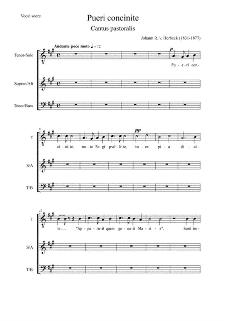 Pueri concinite - Vocal score 4-Part scores gallery preview page 1