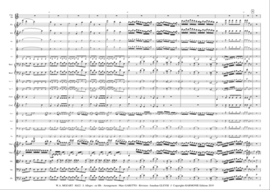 MOZART Clarinet Concerto K 622 - I. ALLEGRO // for Bb clarinet or A clarinet // Original or Modern F Chamber Orchestra scores gallery preview page 3