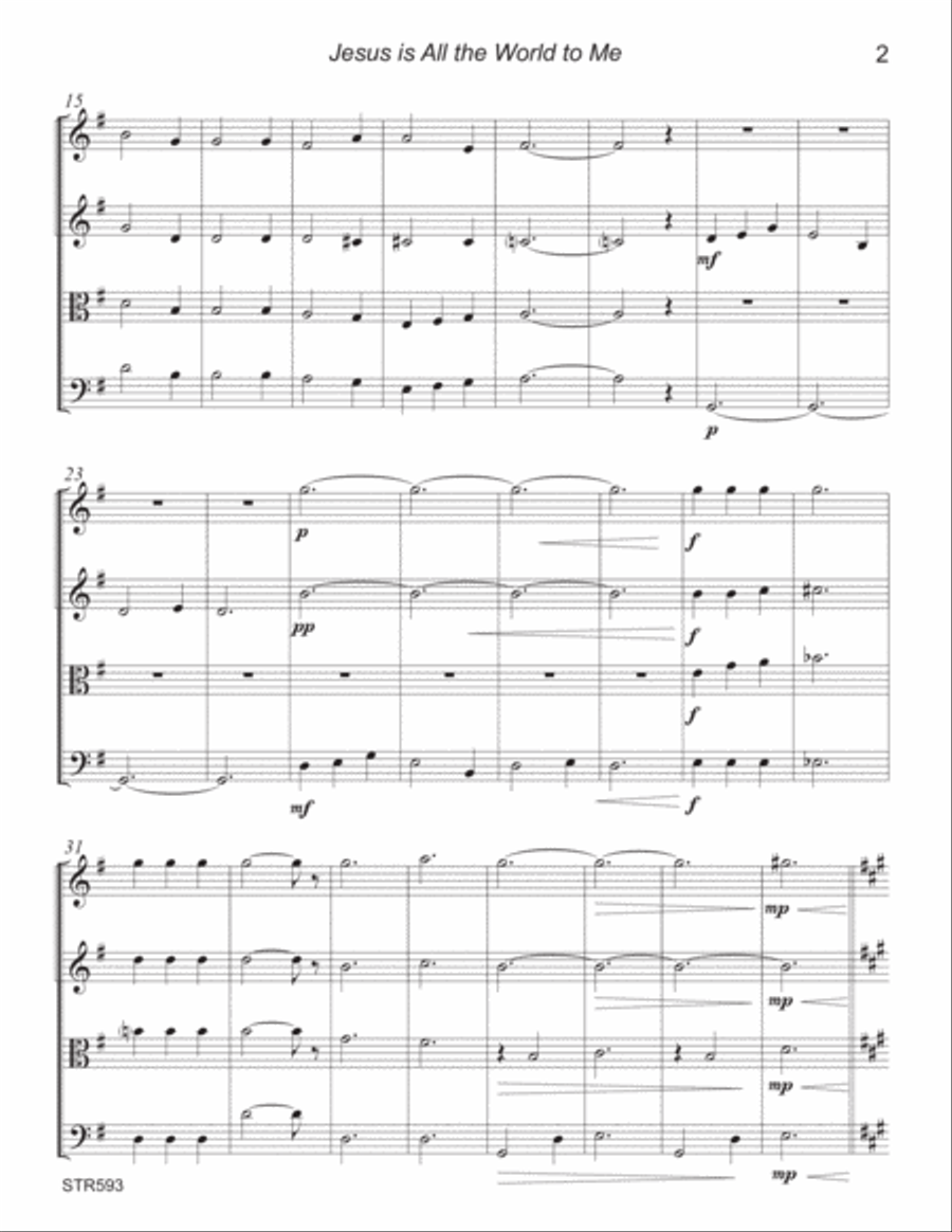 JESUS IS ALL THE WORLD TO ME - STRING QUARTET (unaccompanied) A Cappella scores gallery preview page 2