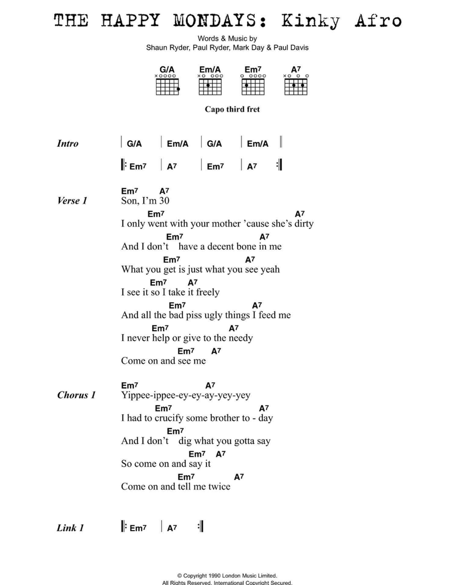 Kinky Afro Kinky Afro Easy Guitar scores gallery preview page 1