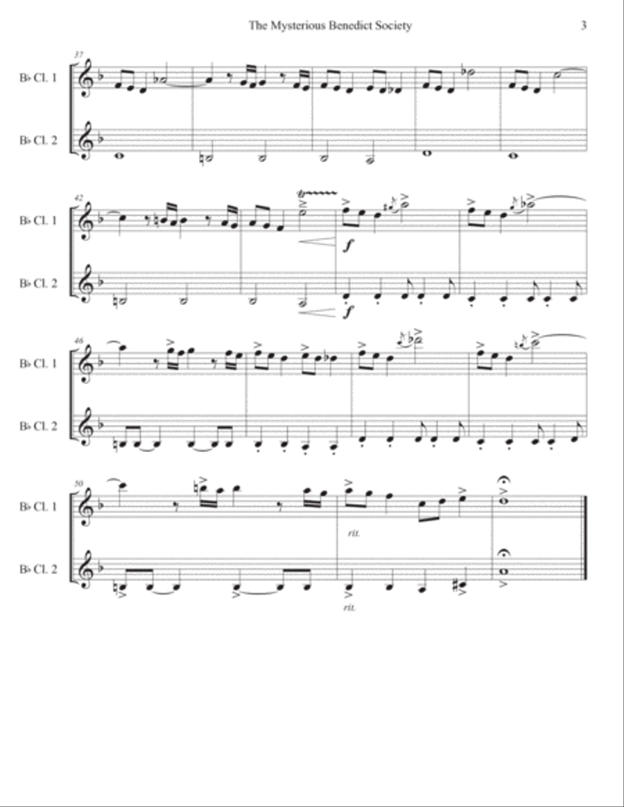 The Mysterious Benedict Society Main Title Theme Clarinet Duet scores gallery preview page 3