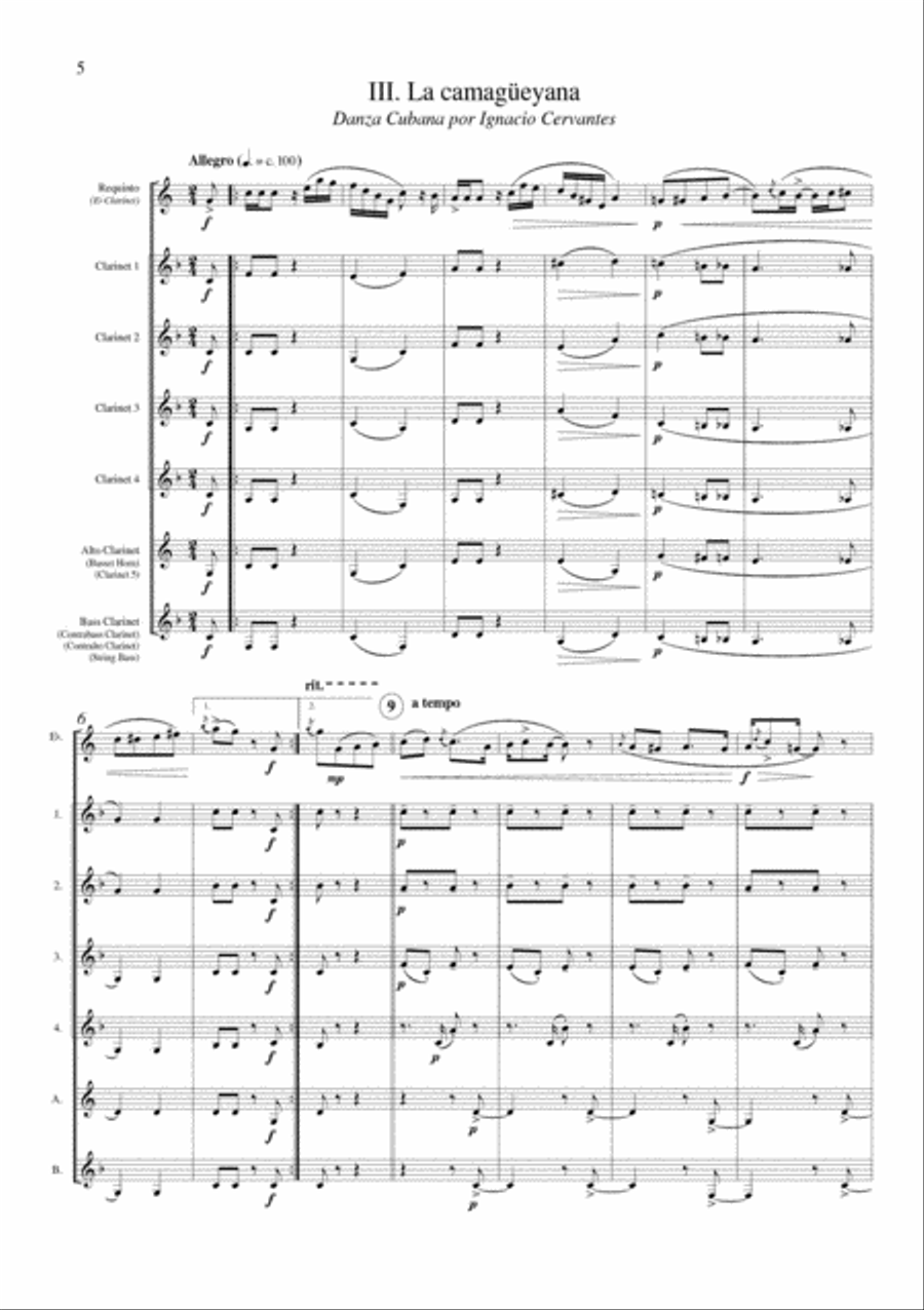 Suite Caribeana for E-flat Clarinet and Clarinet Choir Clarinet Choir scores gallery preview page 4