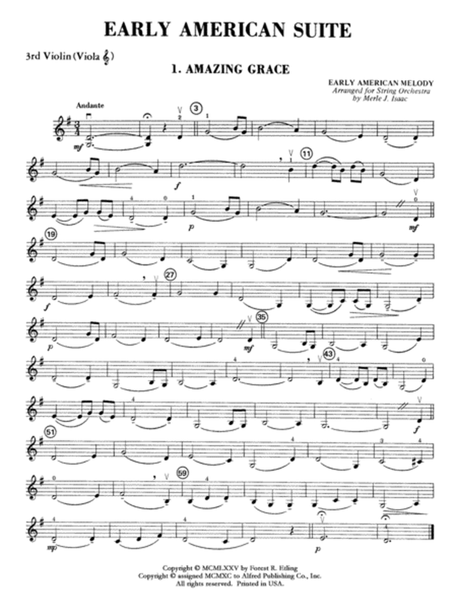 Early American Suite: 3rd Violin (Viola [TC])