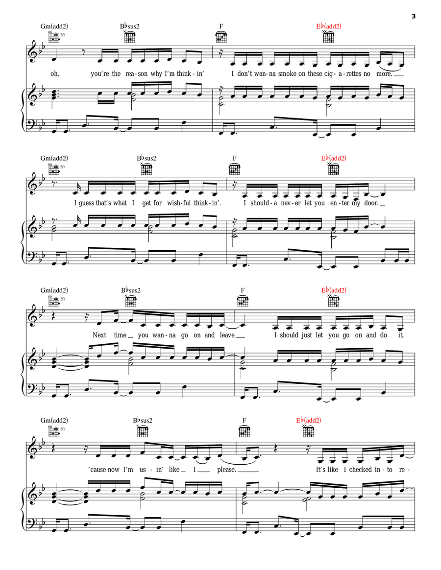 Rehab Piano, Vocal, Guitar scores gallery preview page 3