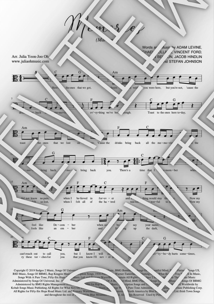 Memories Memories Viola Solo scores gallery preview page 1