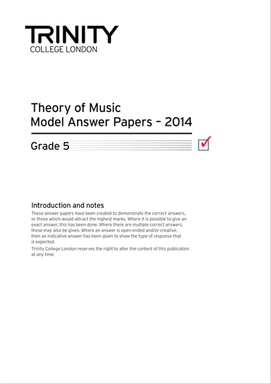 Theory Model Answer Papers 2014: Grade 5 Answer Guides scores gallery preview page 1
