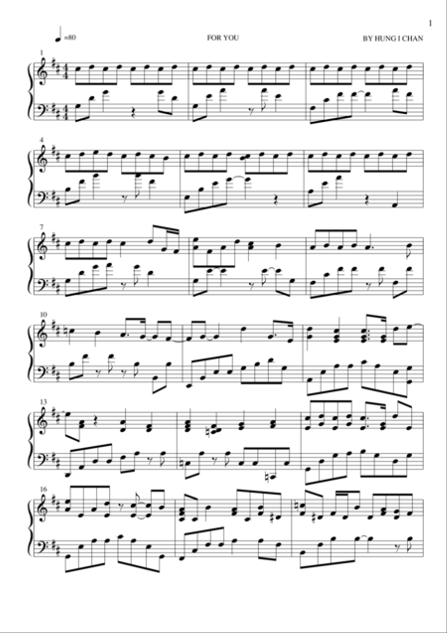 FOR YOU Piano Solo scores gallery preview page 1