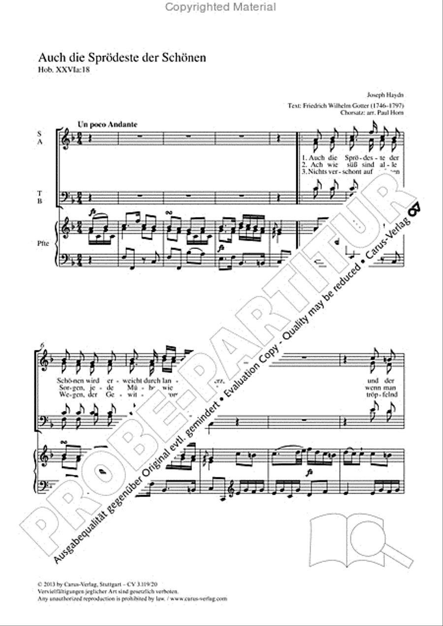Auch die Sprodeste der Schonen 4-Part scores gallery preview page 2