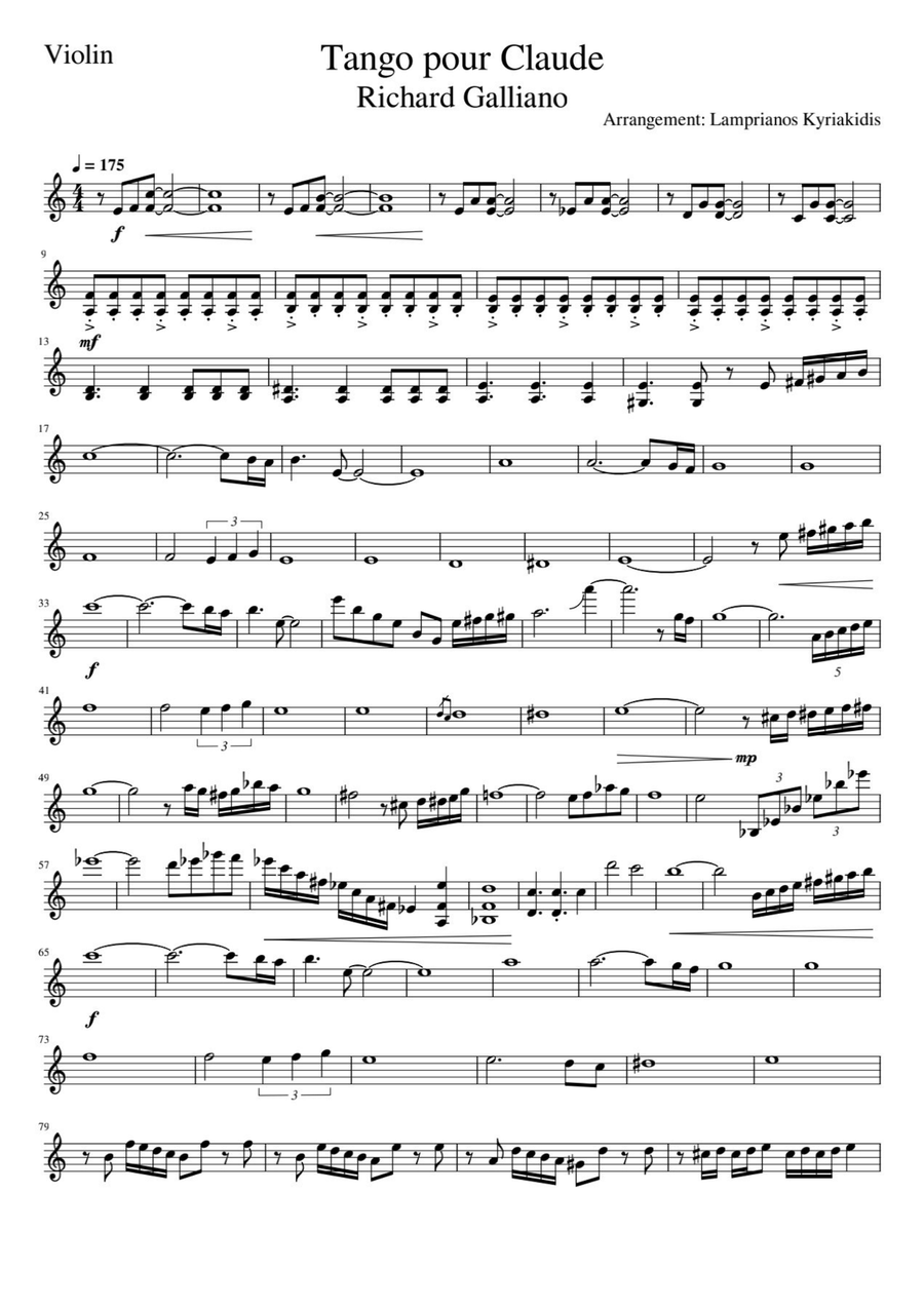 Tango Pour Claude Score and Parts scores gallery preview page 1