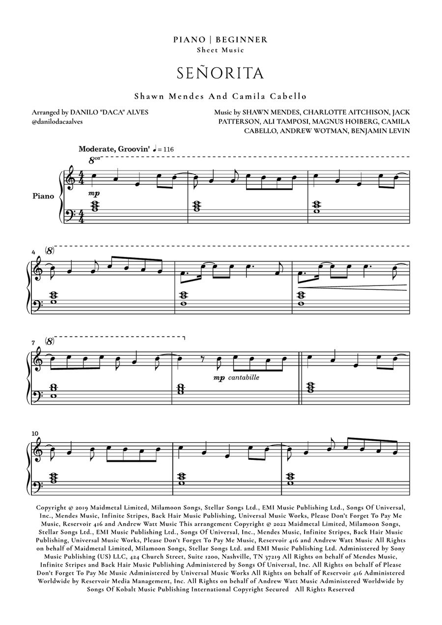 Señorita Easy Piano scores gallery preview page 1