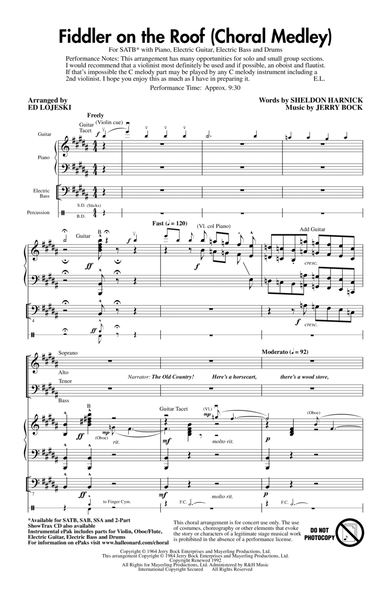 Fiddler On The Roof (Choral Medley) (arr. Ed Lojeski)