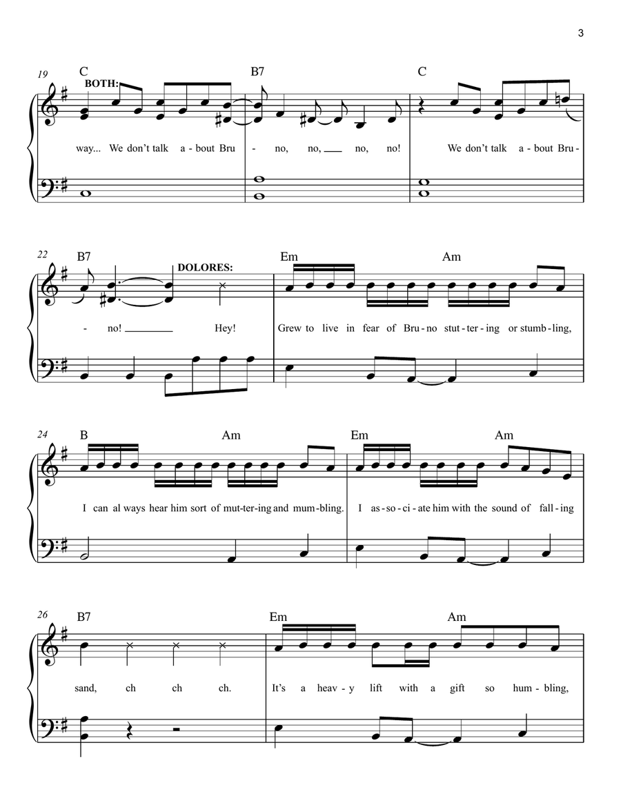 We Don't Talk About Bruno (from Encanto) - Easy Piano Easy Piano scores gallery preview page 3