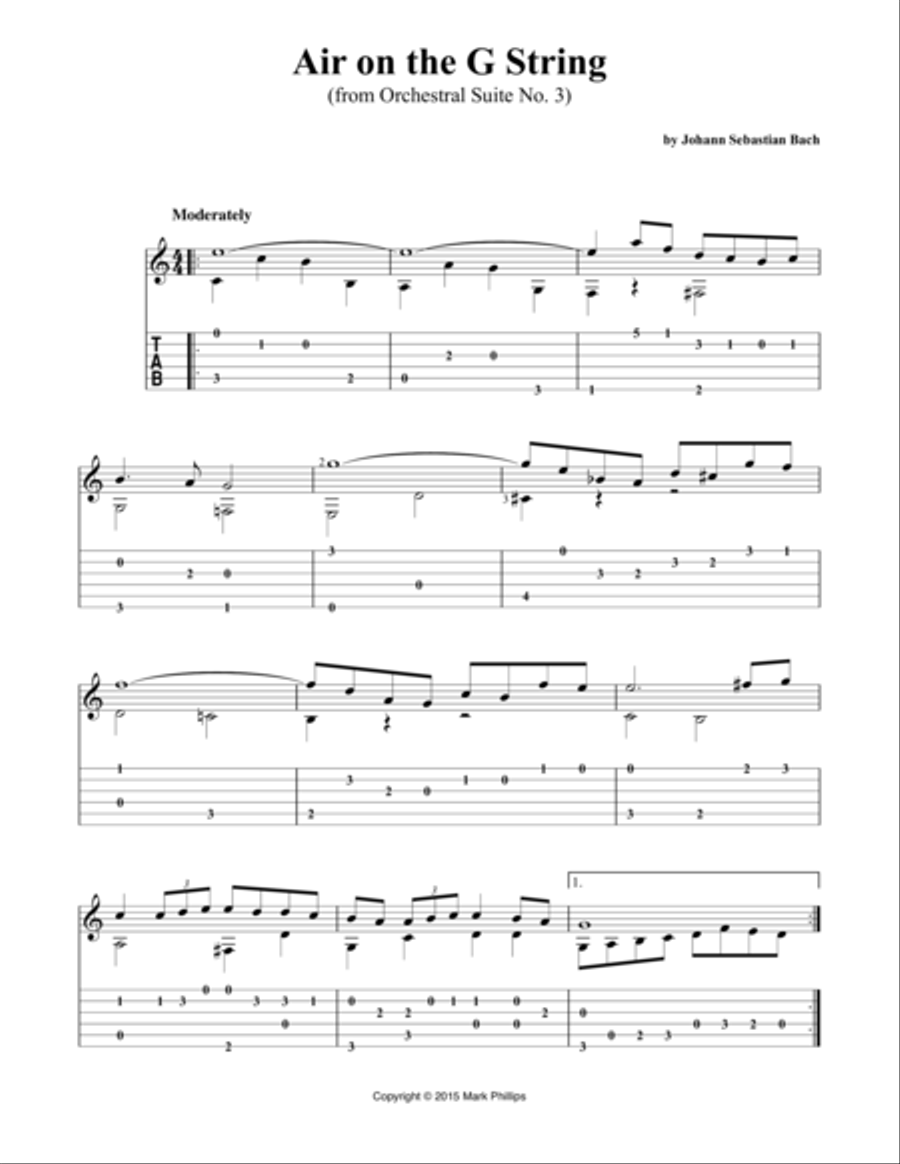 Air on the G String Classical Guitar scores gallery preview page 1