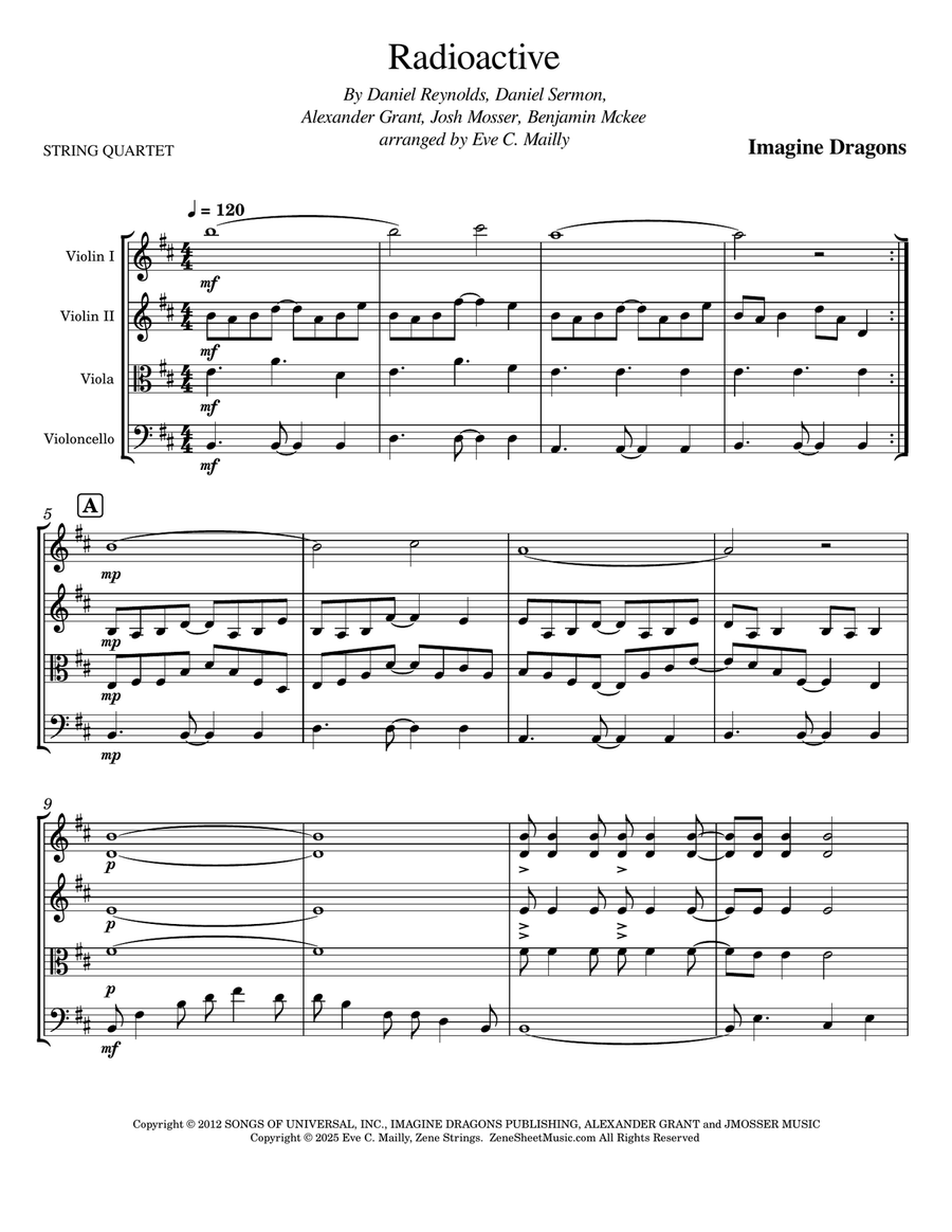 Radioactive String Quartet scores gallery preview page 1