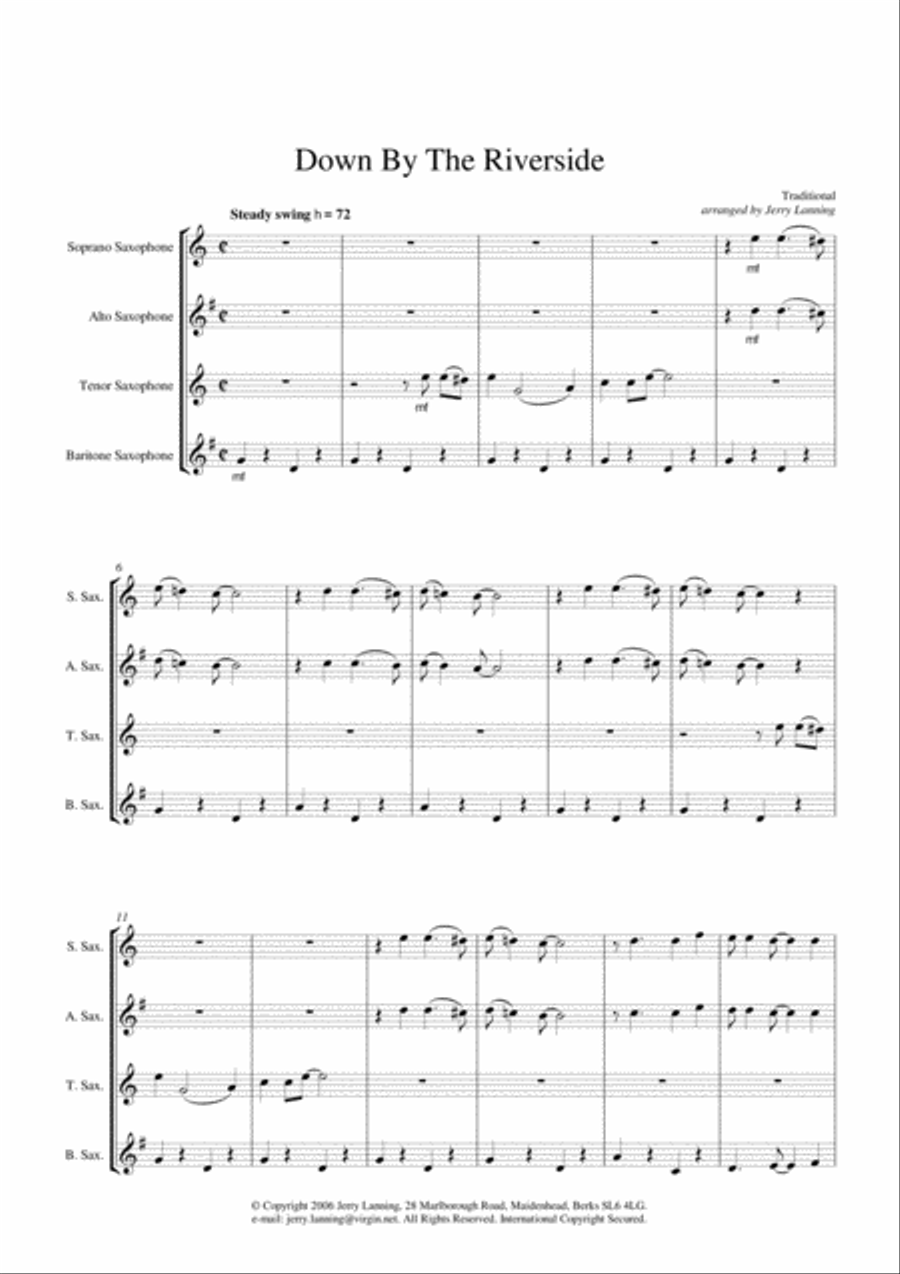 Down By The Riverside Saxophone Quartet Down By The Riverside Saxophone Quartet Saxophone Quartet scores gallery preview page 2