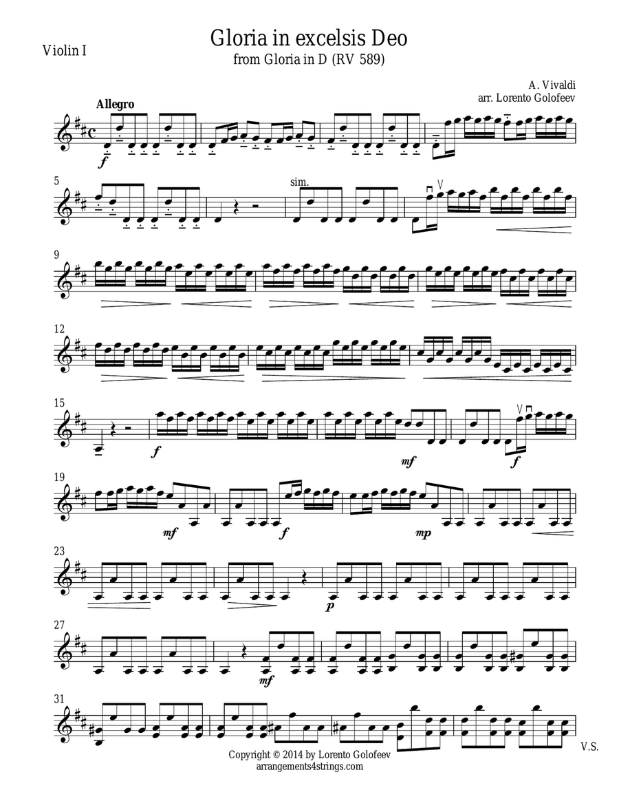 Gloria in excelsis Deo String Quartet scores gallery preview page 1