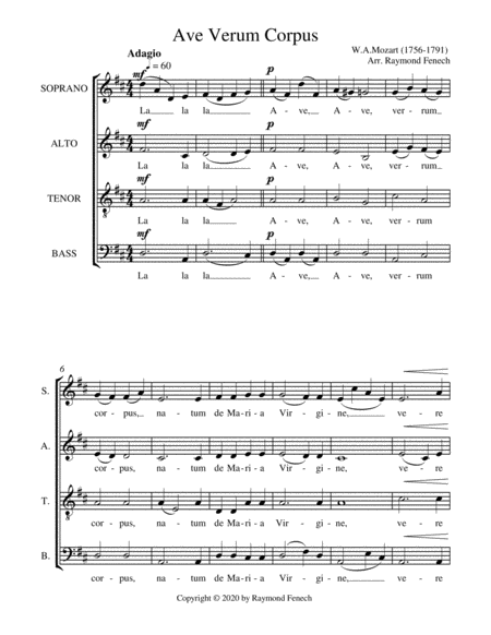 Ave Verum Corpus SATB Choir - A Capella (Mixed Choir) image number null