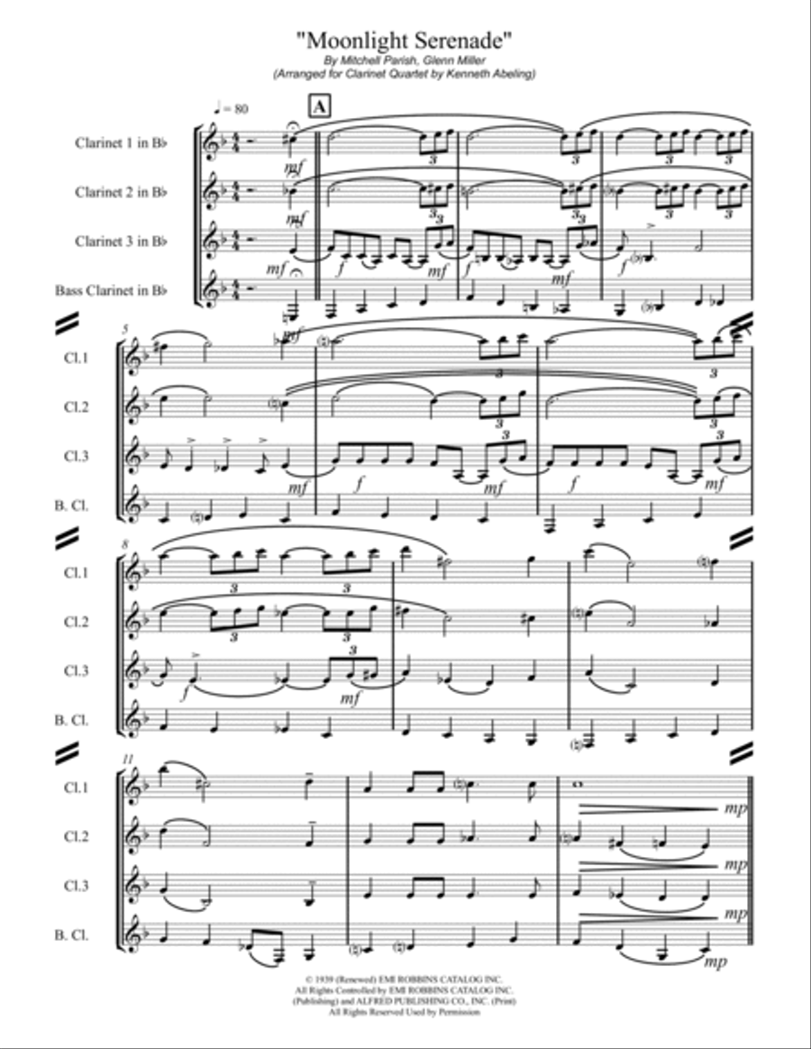Moonlight Serenade Woodwind Ensemble scores gallery preview page 2
