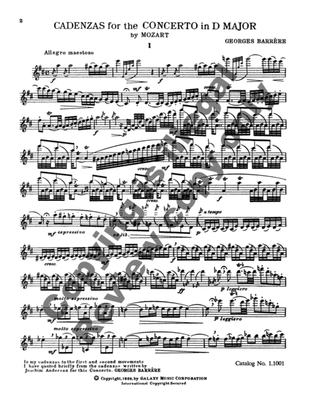 Cadenza for Mozart Flute Concerto, D Major, K.314