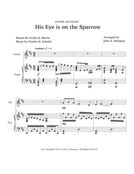 His Eye is on the Sparrow (Guitar and Piano) image number null