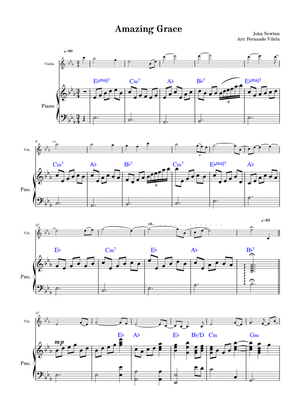 Amazing Grace (piano and violin) - Eb