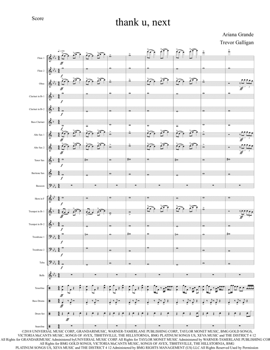 Thank U, Next Marching Band scores gallery preview page 1
