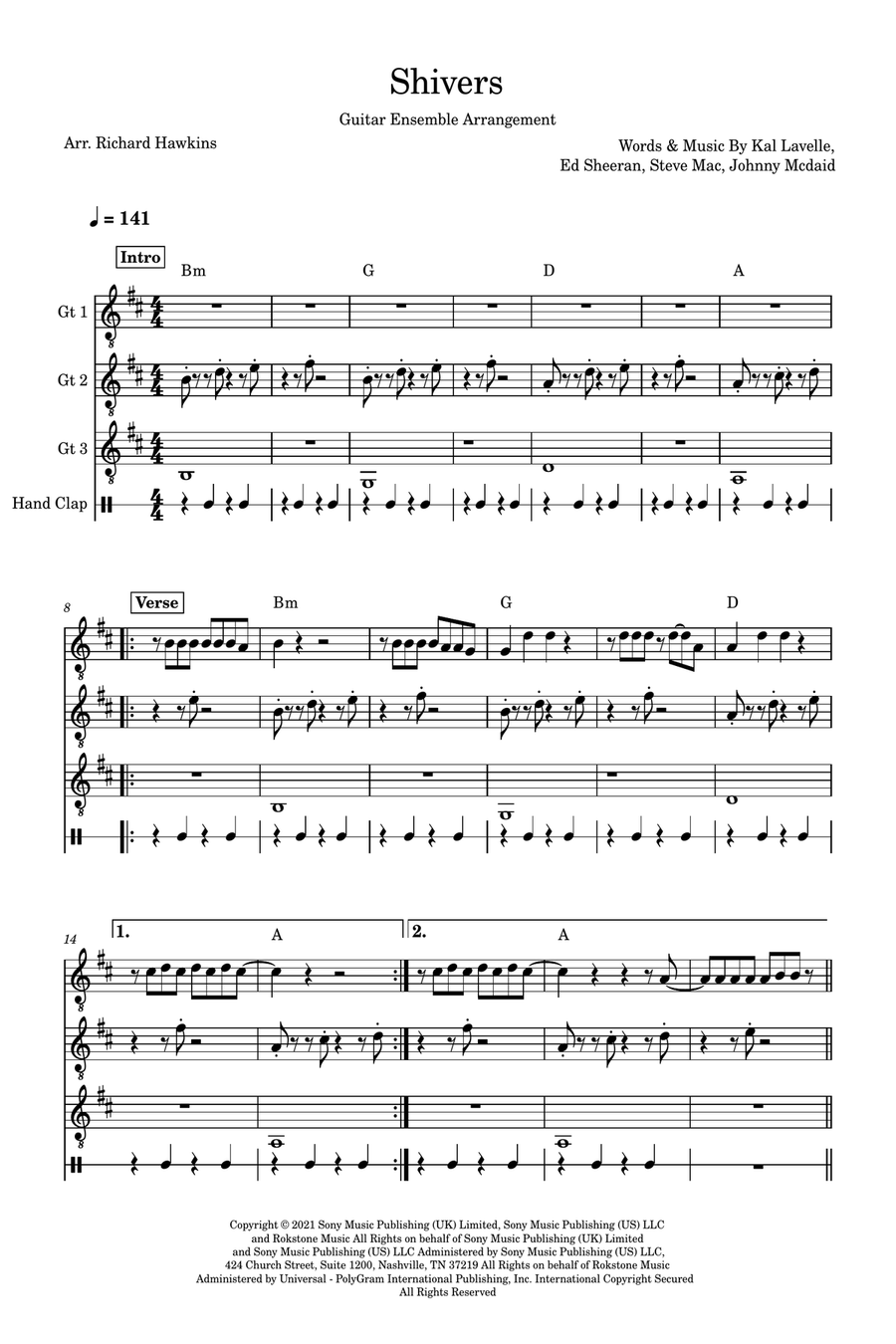 Shivers Guitar Ensemble scores gallery preview page 1