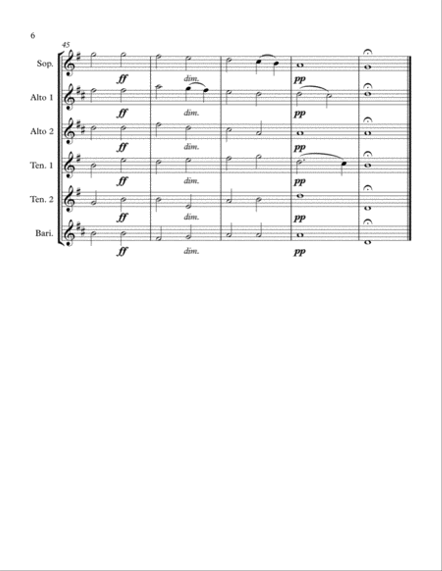 Abendlied for Saxophone Sextet (SAATTB) Woodwind Quartet scores gallery preview page 6
