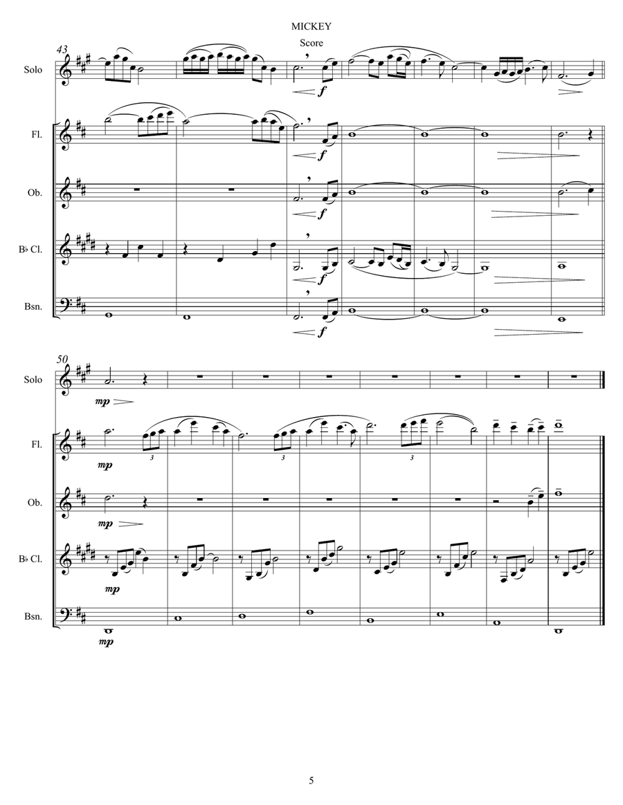 Mickey Mickey Woodwind Quintet scores gallery preview page 5