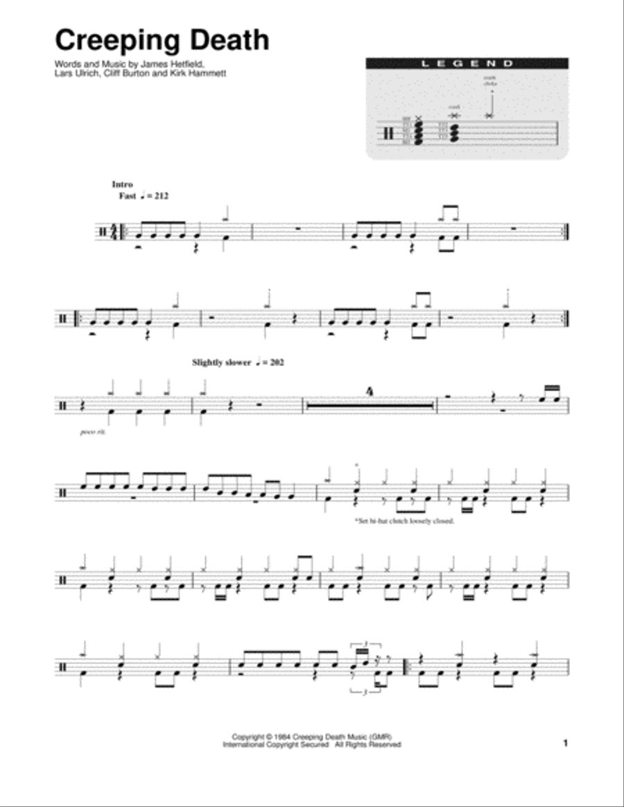 Creeping Death Drum Set scores gallery preview page 1