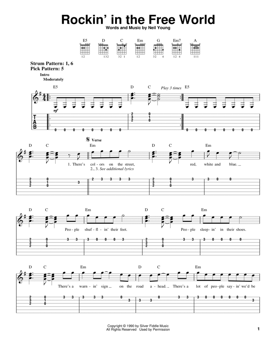 Rockin' In The Free World Acoustic Guitar scores gallery preview page 1