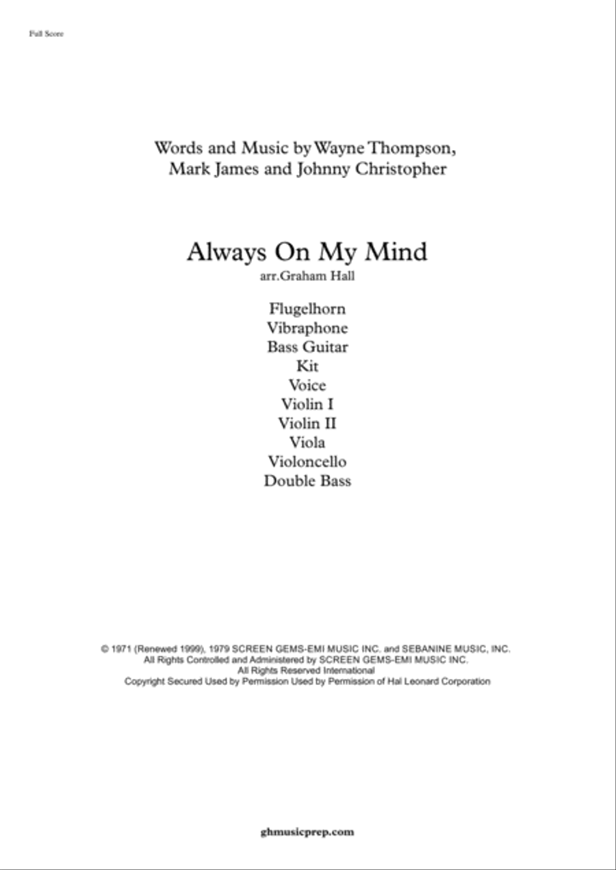 Always On My Mind Large Ensemble scores gallery preview page 1