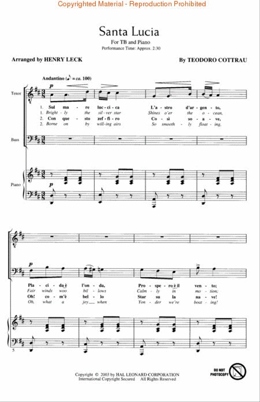 <br>Sheet music extract