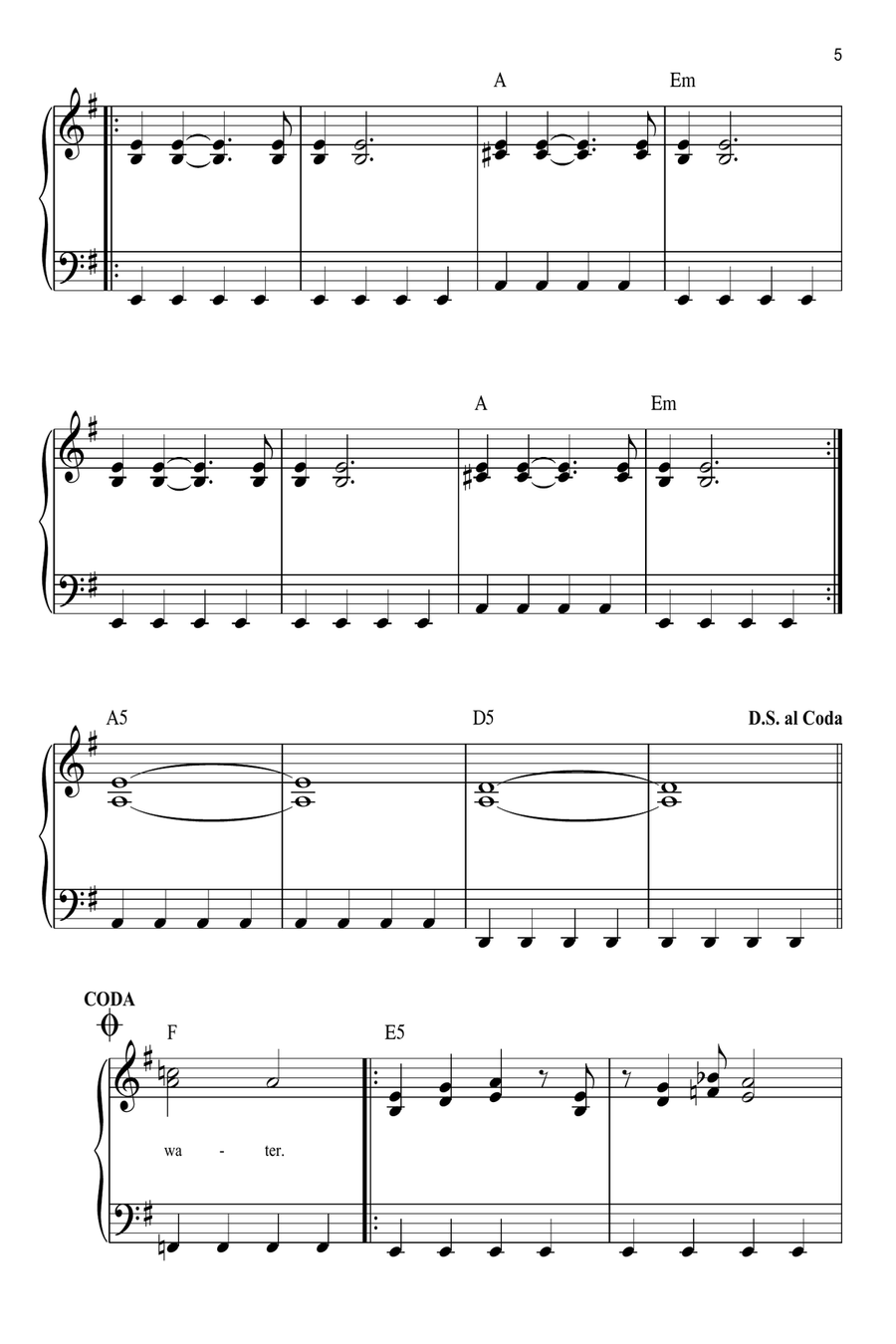 Smoke On The Water Easy Piano scores gallery preview page 5