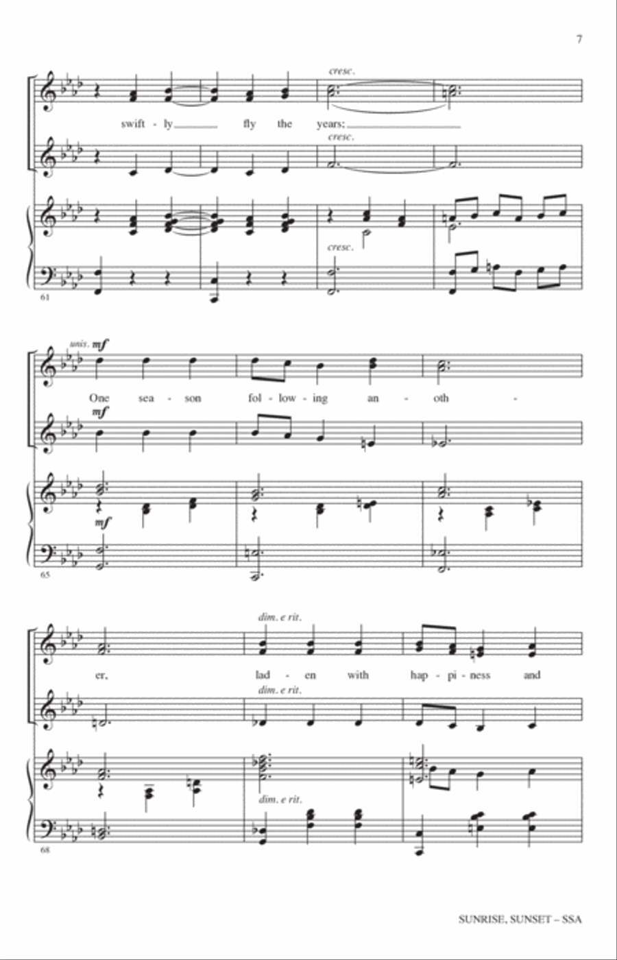 Sunrise, Sunset (from Fiddler On The Roof) (arr. John Leavitt) SSA scores gallery preview page 6