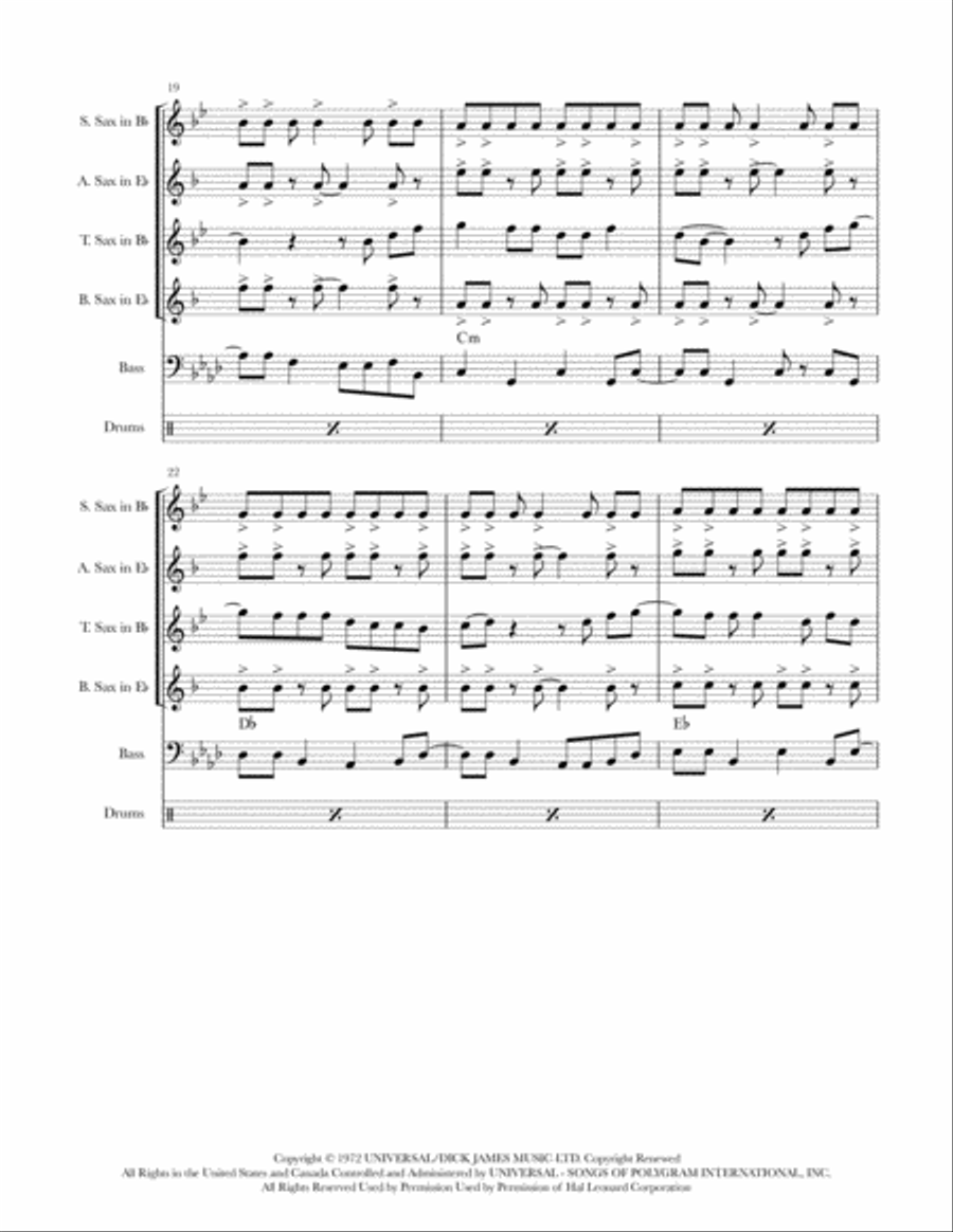 Crocodile Rock Saxophone Quintet scores gallery preview page 4
